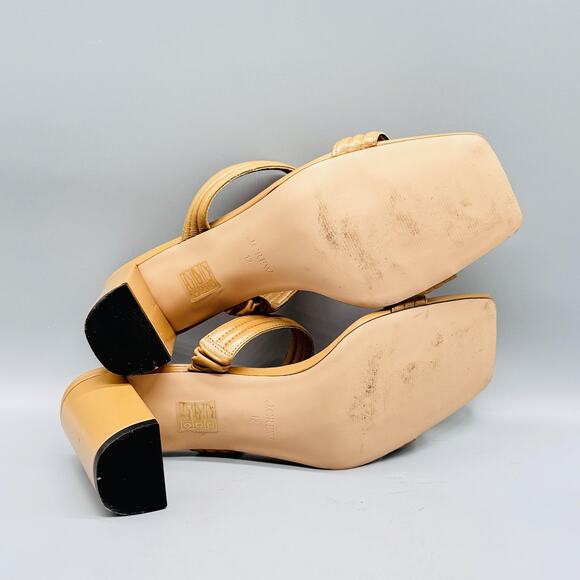 J CREW Sandals Womens 12 Beige Leather Mule Block Heel Square Toe Comfort Summer - Picture 9 of 12